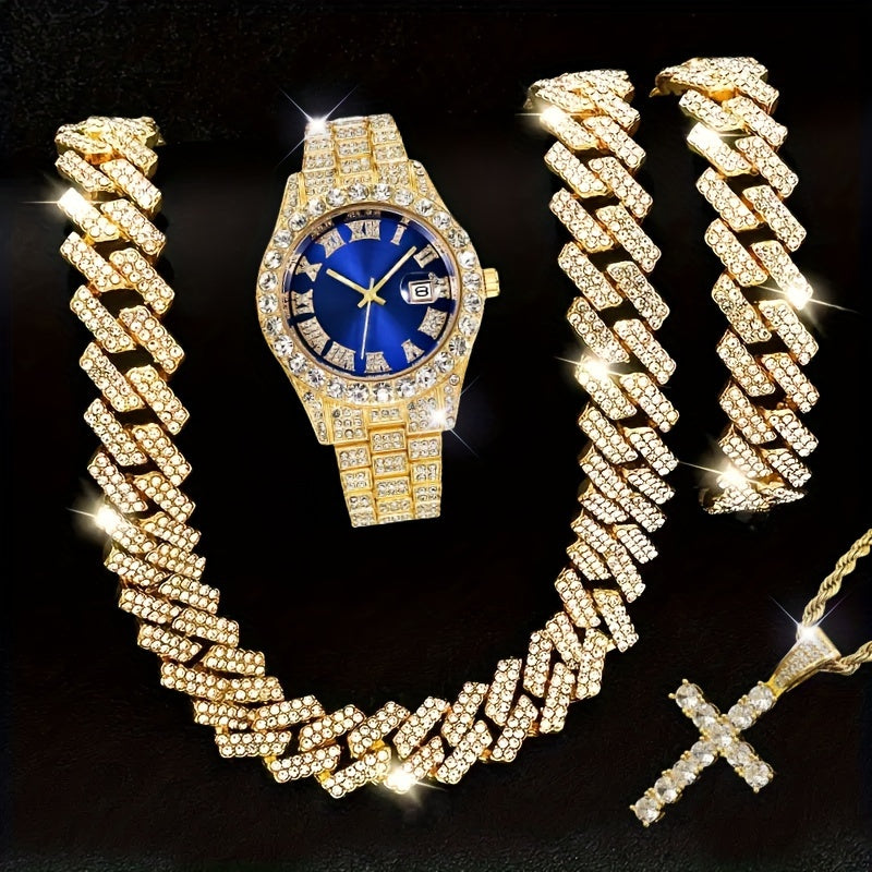 Set Of 3 Pieces And Set Of 4 Pieces, Men's Watch Set, Mayer Migu Necklace Bracelet Set, Men's Cross Necklace Set Gift