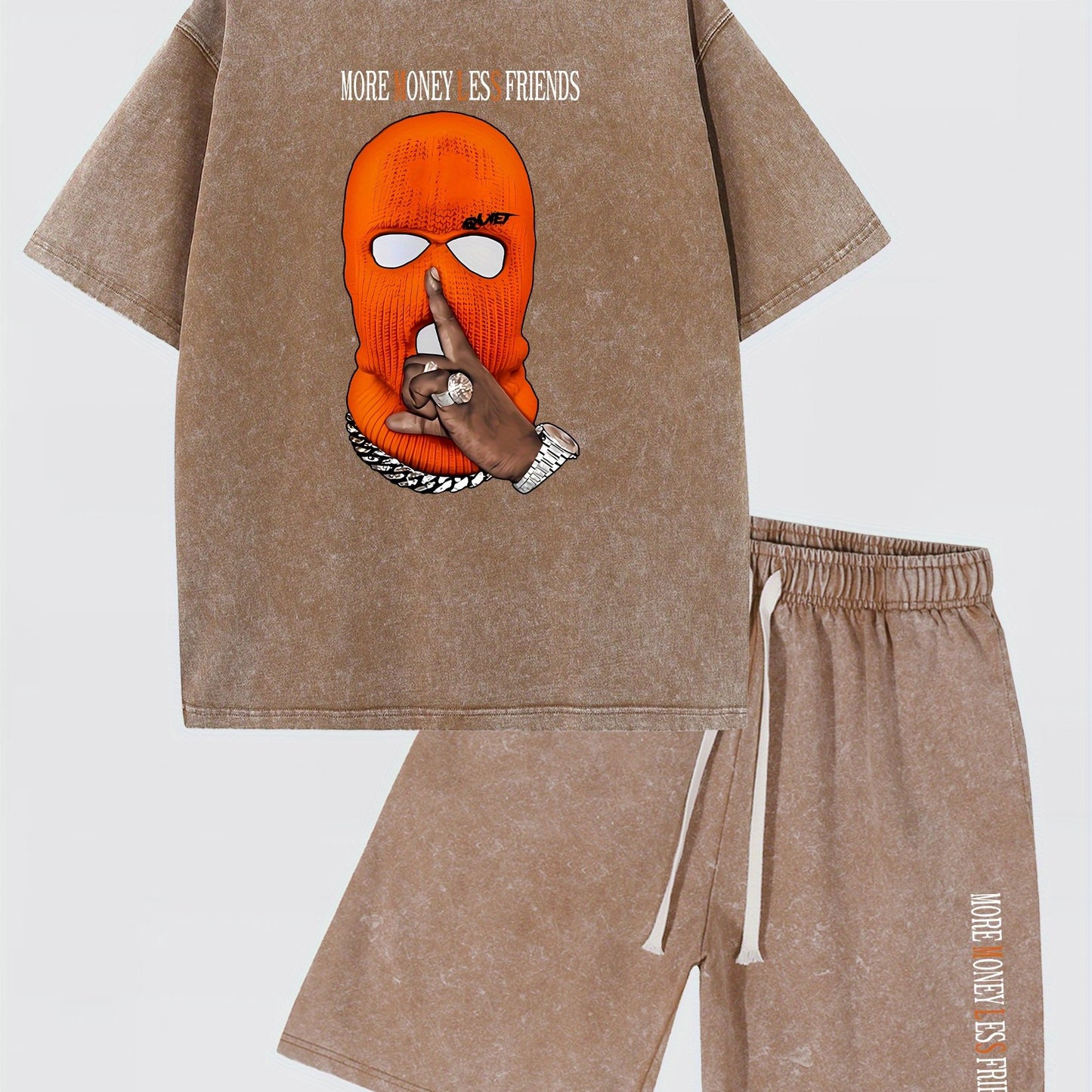 Vintage Cotton Casual Set - 230g Thick Pure Cotton T-Shirt, 290g Washed Shorts - Comfortable, Breathable, Summer Essential