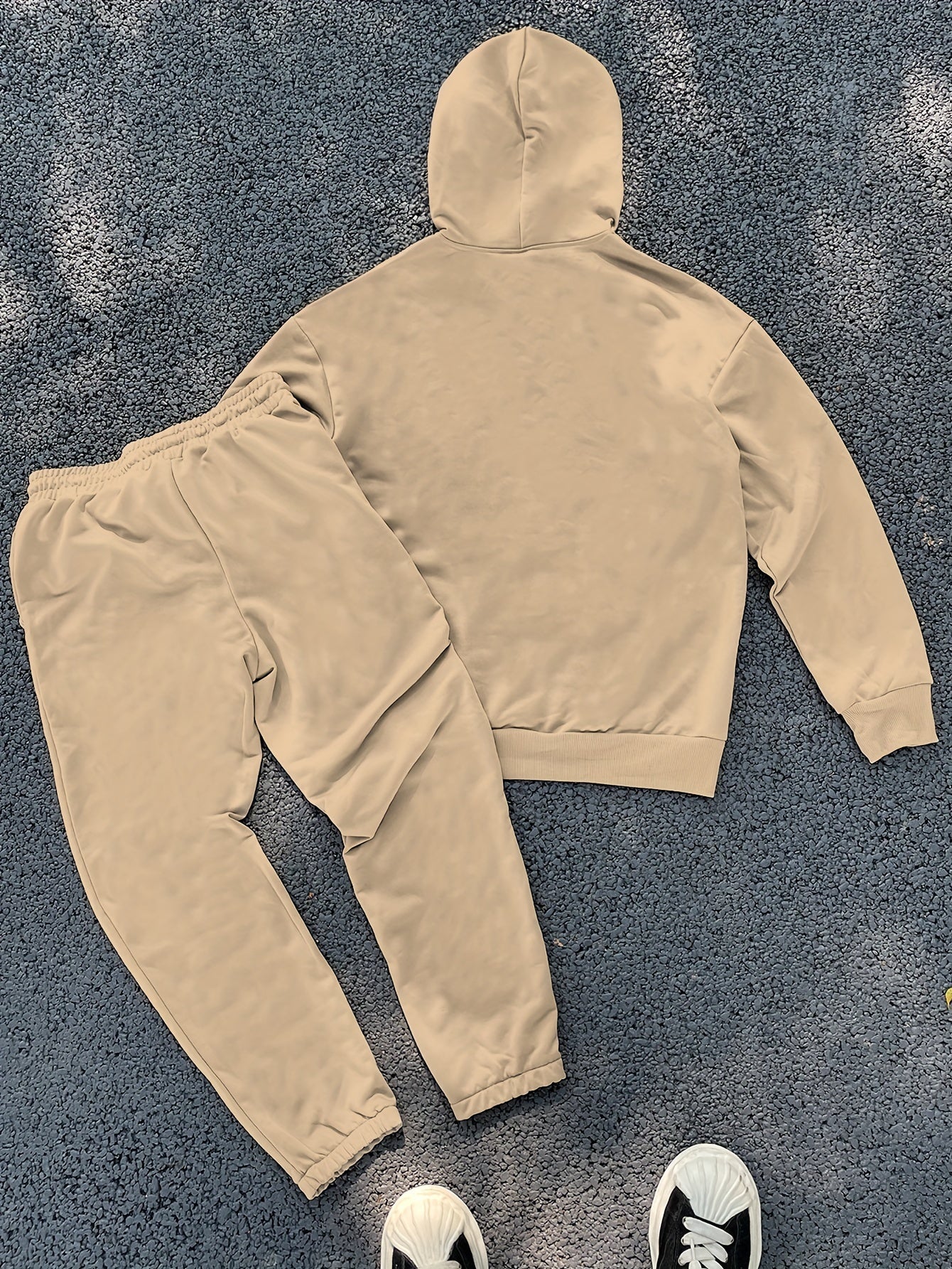 Men's Suit/Simple Bold Letter Print/Street Cool Style/Kangaroo Bag Loose Shoulder/Zipper Hoodie Sweatpants Set