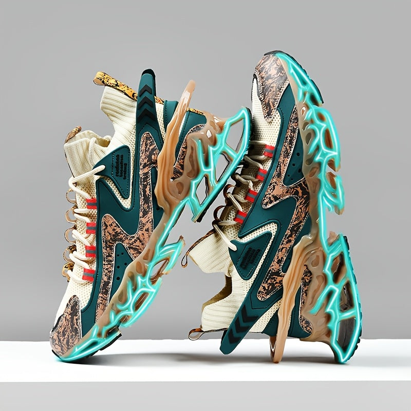 Men's Athletic Footwear - Breathable Mesh, Stylish Color Block Design with EVA Insole, Durable TPU Outsole for Running & Casual Activities - Spring/Autumn