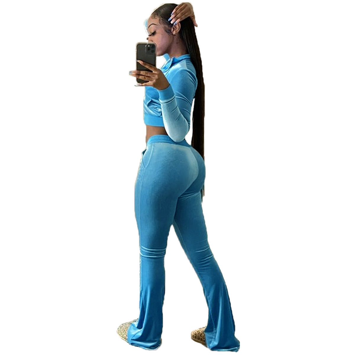 Velvet Long Sleeve Sports Suit