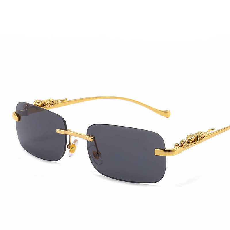 Frameless Retro Square Leopard Sunglasses