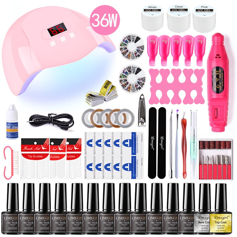 Poly Nail Kit with Lamp Dryer & Manicure