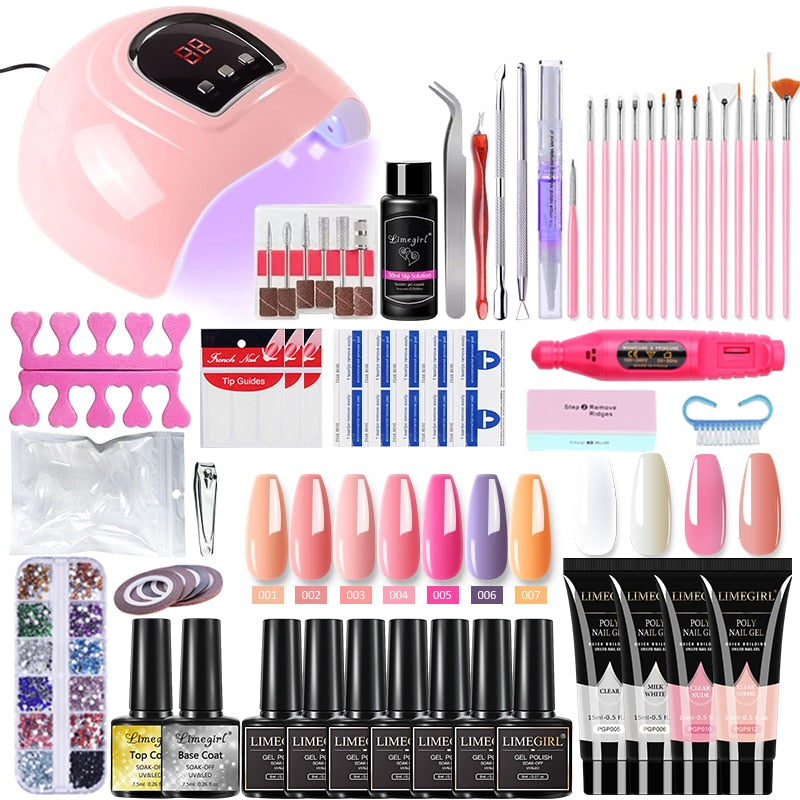 Poly Nail Kit with Lamp Dryer & Manicure