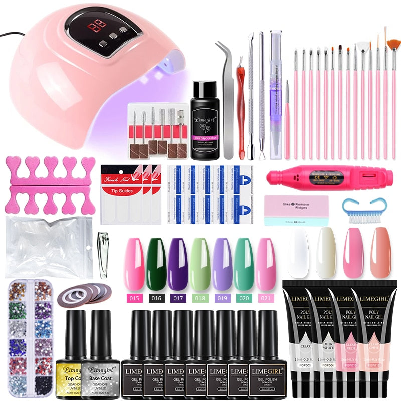 Poly Nail Kit with Lamp Dryer & Manicure