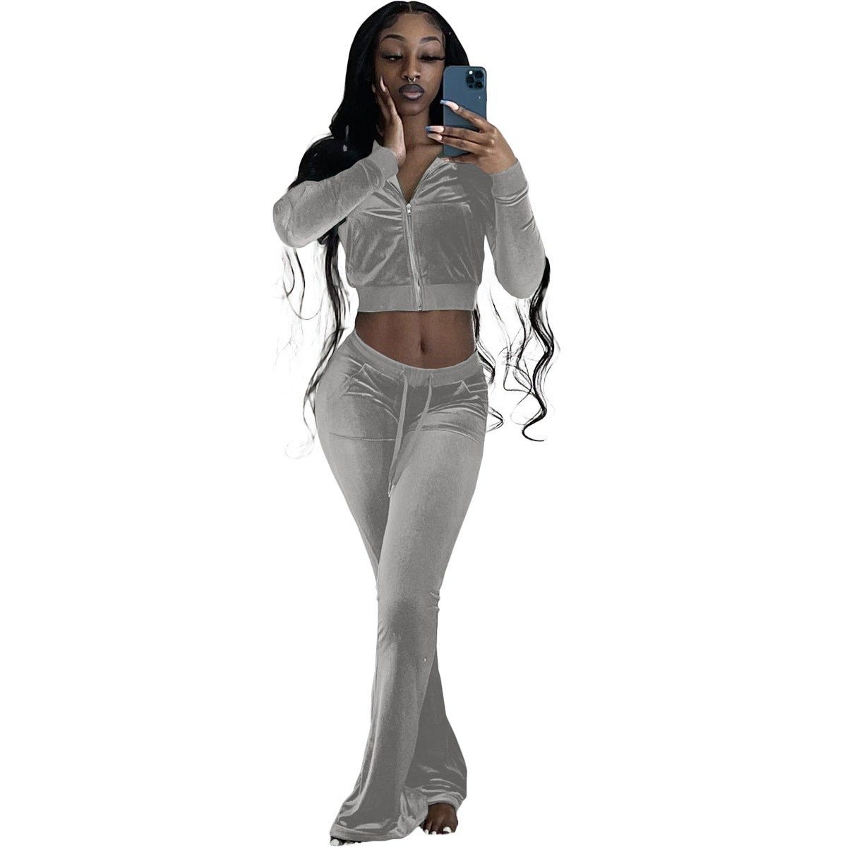 Velvet Long Sleeve Sports Suit