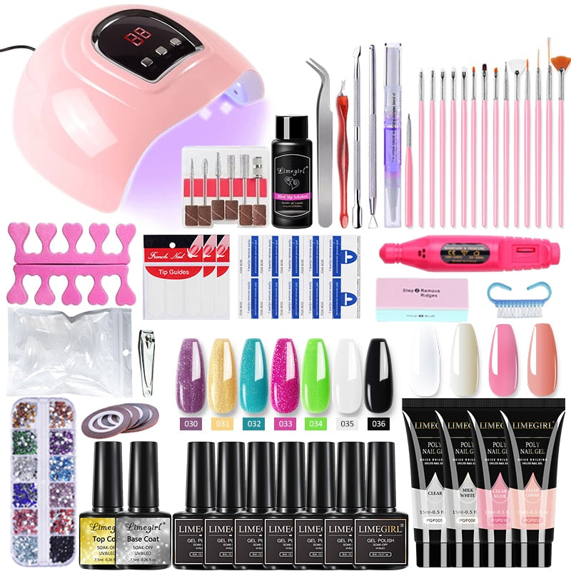 Poly Nail Kit with Lamp Dryer & Manicure