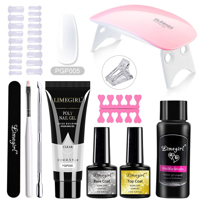 Poly Nail Kit with Lamp Dryer & Manicure