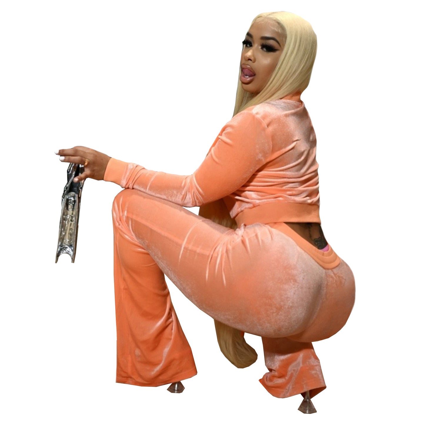 Velvet Long Sleeve Sports Suit