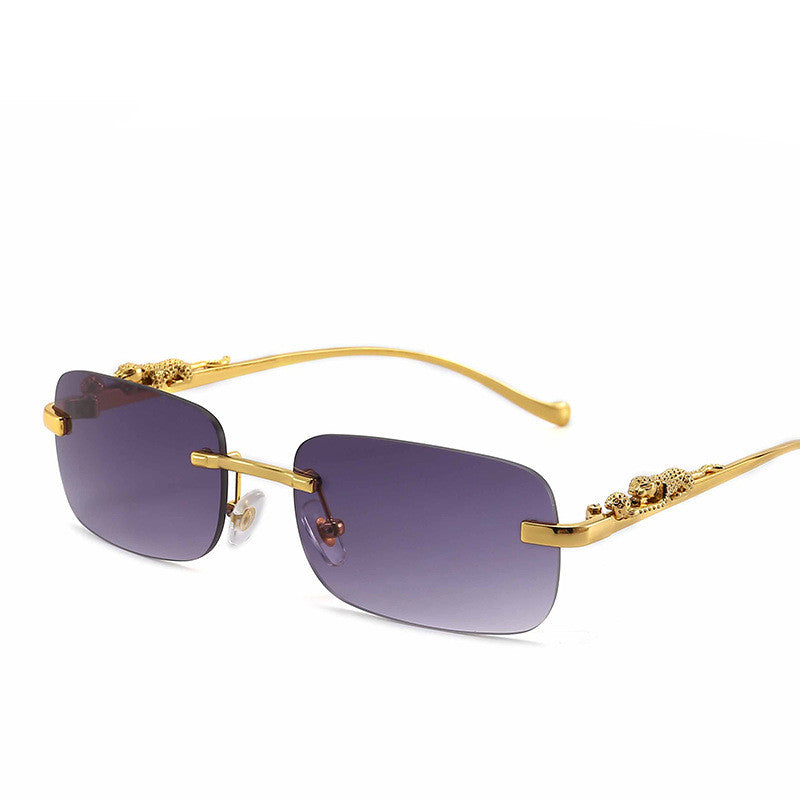 Frameless Retro Square Leopard Sunglasses