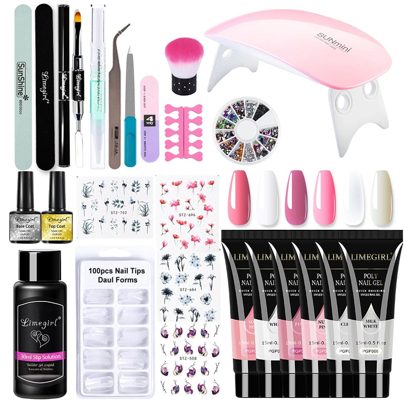 Poly Nail Kit with Lamp Dryer & Manicure