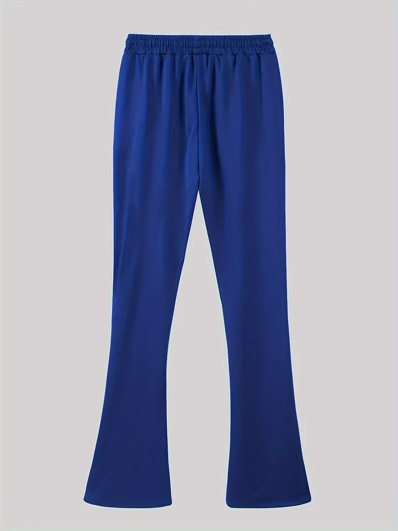 Ultra Long Regular Fit Men's Fashion Flared Pants with Polyester Knit Fabric, Drawstring, Pocket, Casual Solid Color, All-Season Adult
