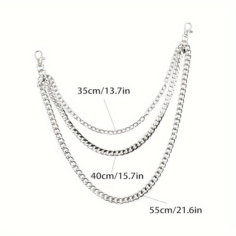 A Long Chain For Pants, Wallet, Pocket, Belt, Or Jeans, With Lobster Clasps At Both Ends, Suitable For Keys And Wallets.