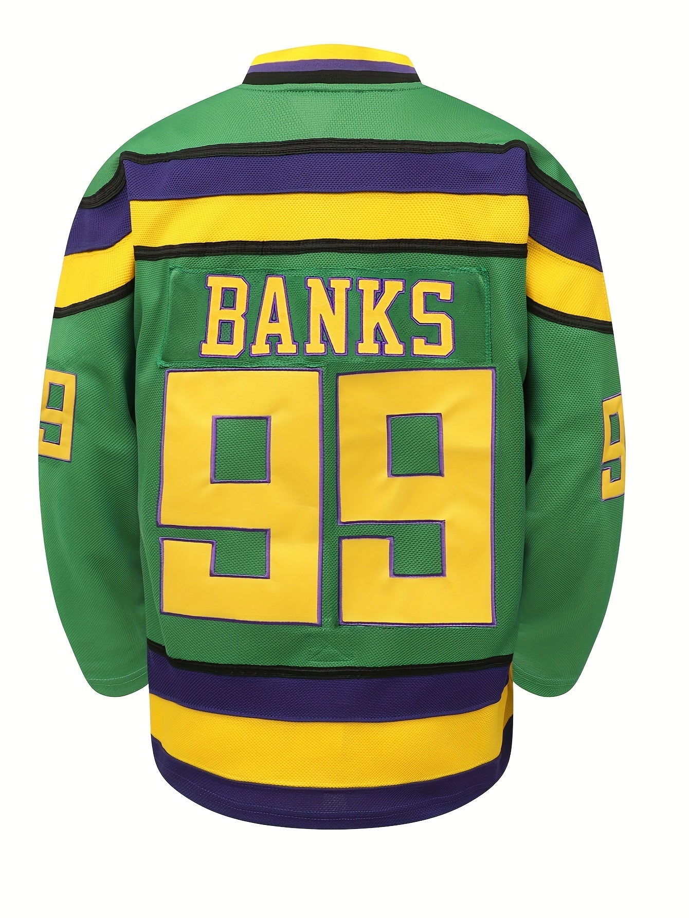 Men's Green # 99 Ice Hockey Sports Shirt, Loose Embroidered Long Sleeves, Sports Fashion Casual, Street Breathable