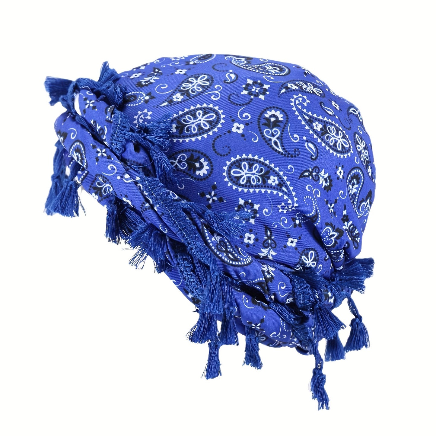 Vintage Paisley Bandana Headwrap with Tassels - Men's Fashion Accessory - Lightweight Knit - Printed Design - No Magnetic Features