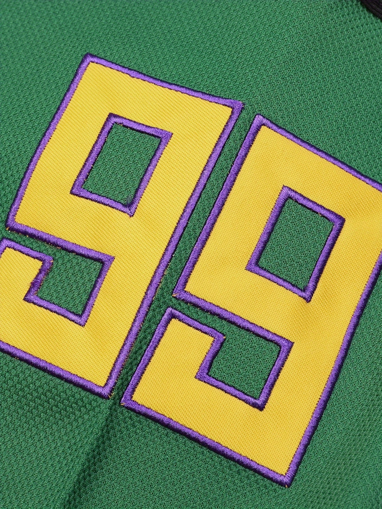 Men's Green # 99 Ice Hockey Sports Shirt, Loose Embroidered Long Sleeves, Sports Fashion Casual, Street Breathable