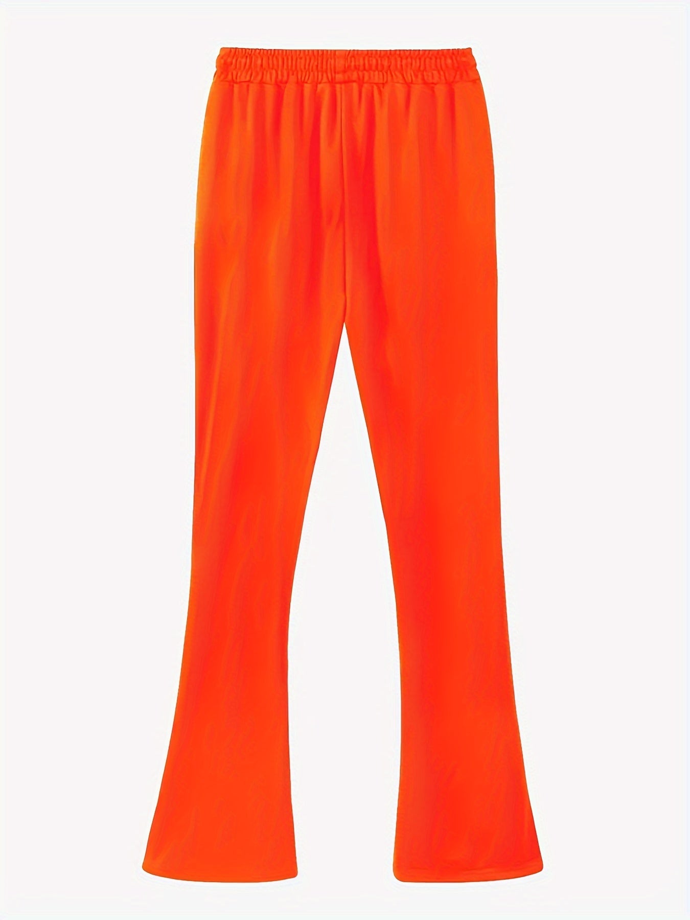Ultra Long Regular Fit Men's Fashion Flared Pants with Polyester Knit Fabric, Drawstring, Pocket, Casual Solid Color, All-Season Adult