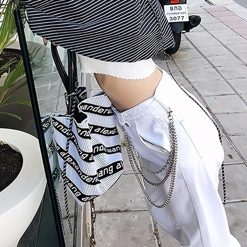 A Long Chain For Pants, Wallet, Pocket, Belt, Or Jeans, With Lobster Clasps At Both Ends, Suitable For Keys And Wallets.