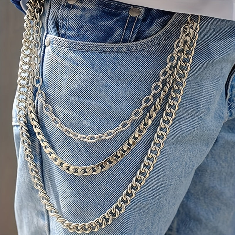 A Long Chain For Pants, Wallet, Pocket, Belt, Or Jeans, With Lobster Clasps At Both Ends, Suitable For Keys And Wallets.