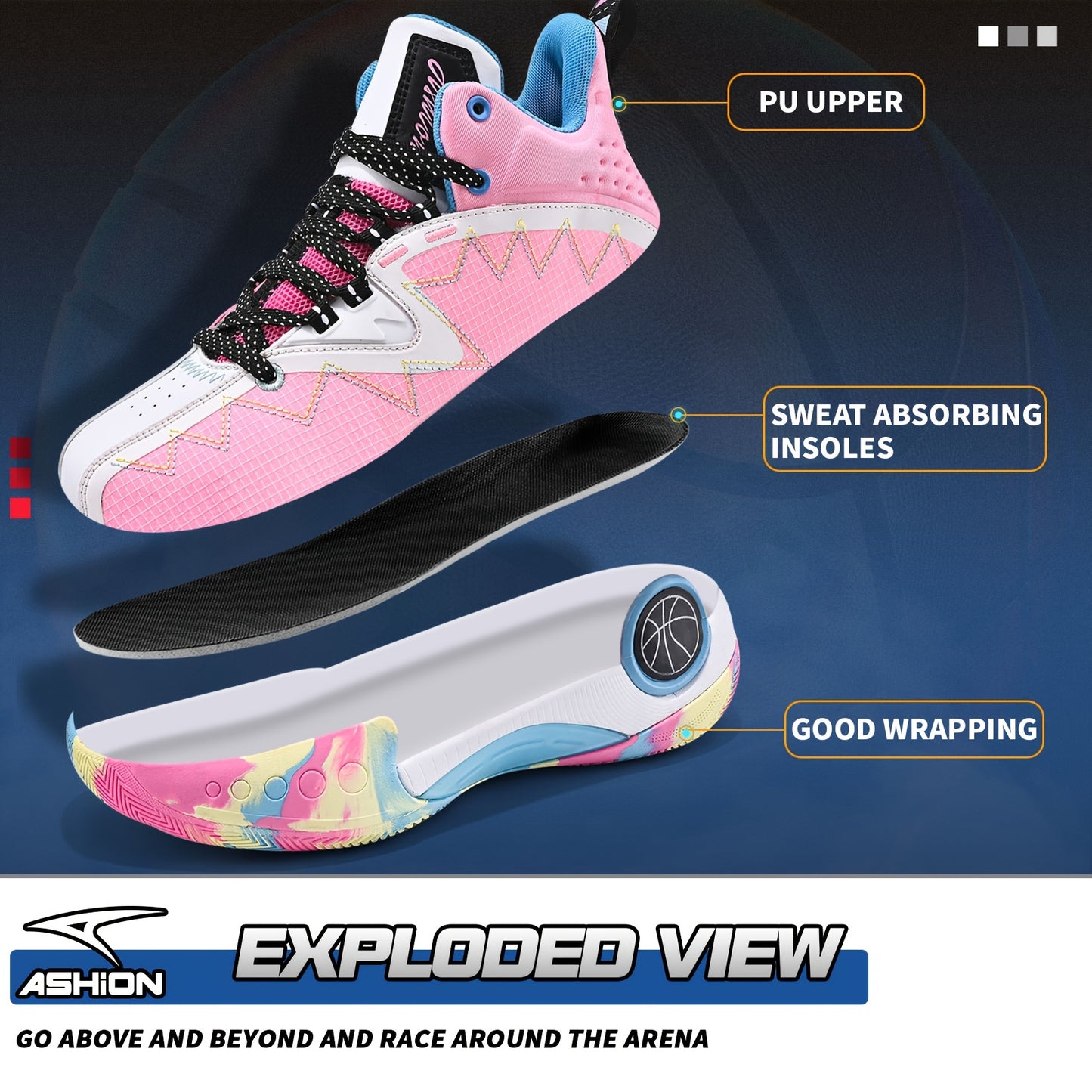 Men's Arch Support Basketball Shoes - Breathable, Non Slip, Fashion Sneakers for Running, Comfortable Sport Shoes
