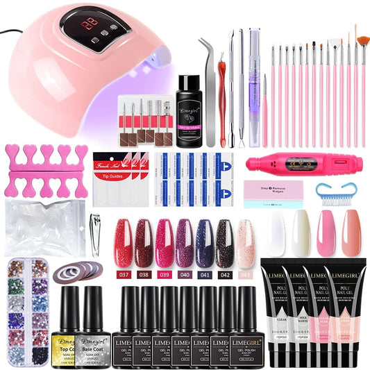 Poly Nail Kit with Lamp Dryer & Manicure