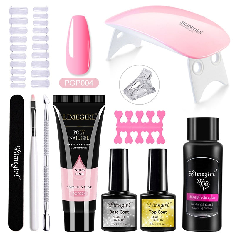 Poly Nail Kit with Lamp Dryer & Manicure