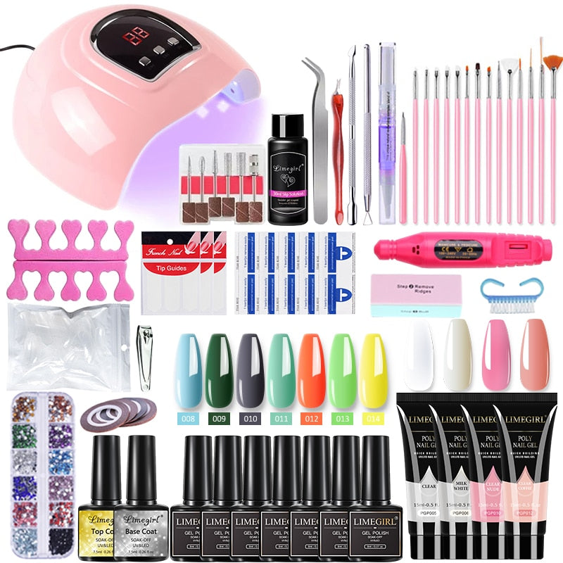 Poly Nail Kit with Lamp Dryer & Manicure